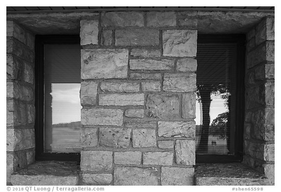 Window reflexion, Big Meadows Visitor Center. Shenandoah National Park (black and white)