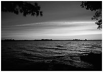 Sunrise, Kabetogama lake near Woodenfrog. Voyageurs National Park, Minnesota, USA. (black and white)