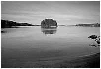 Island on Kabetogama lake near Ash river. Voyageurs National Park, Minnesota, USA. (black and white)