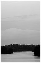 Kabetoga narrows at dusk. Voyageurs National Park, Minnesota, USA. (black and white)
