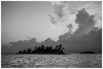 Islets and clouds at sunset, Rainy Lake. Voyageurs National Park ( black and white)