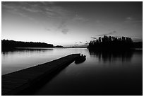 Dock and Anderson Bay at dawn. Voyageurs National Park ( black and white)