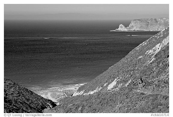 Nidever canyon overlooking Cyler harbor, San Miguel Island. Channel Islands National Park (black and white)