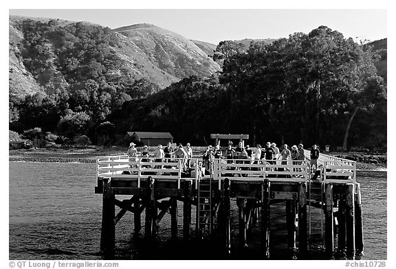 Pier at Prisoners Harbor, Santa Cruz Island. Channel Islands National Park (black and white)