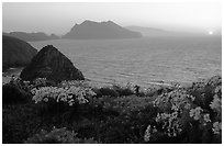 Sunset near Inspiration Point, Anacapa. Channel Islands National Park, California, USA. (black and white)