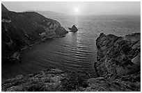 Potato Harbor cove at sunset, Santa Cruz Island. Channel Islands National Park, California, USA. (black and white)