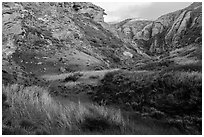 Lobo Canyon at sunset , Santa Rosa Island. Channel Islands National Park ( black and white)