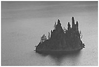 Phantom Ship. Crater Lake National Park, Oregon, USA. (black and white)
