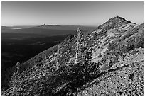 Mount Scott summit ridge, looking North. Crater Lake National Park ( black and white)
