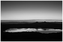 Crater Lake and western sky after sunset. Crater Lake National Park ( black and white)
