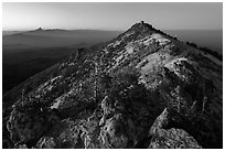 Mount Scott summit and fire lookout at dusk. Crater Lake National Park ( black and white)