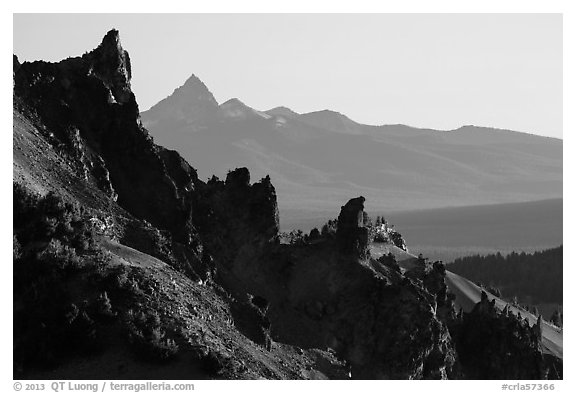 Volcanic spires. Crater Lake National Park (black and white)