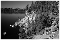 Cleetwood Cove trail and deck. Crater Lake National Park ( black and white)
