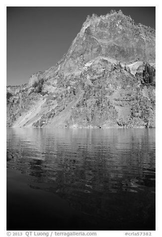 Llao Rock and reflection. Crater Lake National Park (black and white)