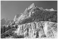 Granite block and peak, Le Conte Canyon. Kings Canyon National Park, California, USA. (black and white)