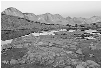 Dusy Basin at dawn. Kings Canyon  National Park (black and white)