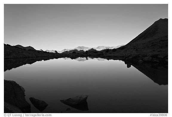 Lake and reflections, early morning, Dusy Basin. Kings Canyon National Park (black and white)