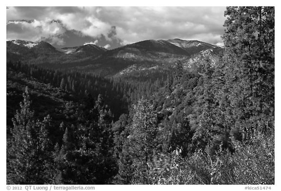 Kennedy Mountain above Lewis Creek. Kings Canyon National Park (black and white)