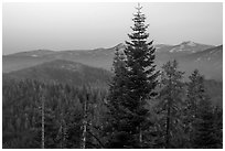 Mountains at dawn from Kings Canyon Overlook. Kings Canyon National Park ( black and white)