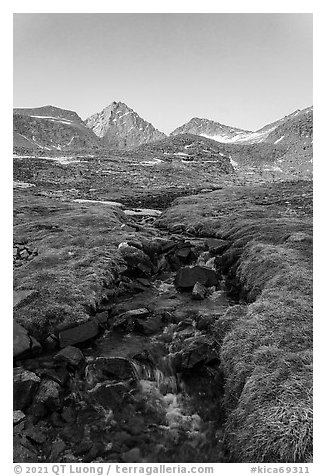 Mountain stream below Forester Pass. Kings Canyon National Park (black and white)
