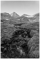 Mountain stream below Forester Pass. Kings Canyon National Park ( black and white)