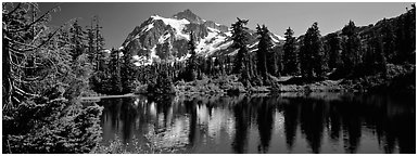 Mount Shuksan,  North Cascades National Park.  (Panoramic black and white)