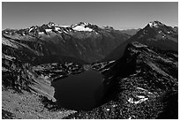 Hidden Lake under a full moonlight, North Cascades National Park.  ( black and white)