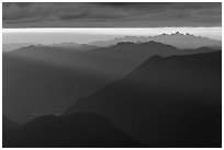 Layered ridges at sunset, North Cascades National Park. Washington, USA. (black and white)