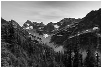 Fisher Creek cirque at sunset, North Cascades National Park.  ( black and white)