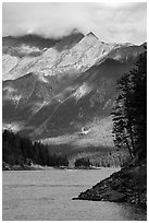 Peaks above Ross Lake, North Cascades National Park Service Complex.  ( black and white)