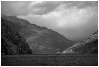 Lake Chelan and rainbow, North Cascades National Park Service Complex.  ( black and white)