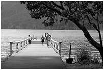 Pier and Crescent Lake. Olympic National Park, Washington, USA. (black and white)