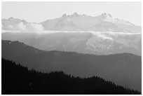 Olympic range and ridges. Olympic National Park, Washington, USA. (black and white)