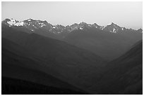 Olympic Mountains at dawn. Olympic National Park ( black and white)