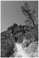 High Peaks trail. Pinnacles National Park, California, USA. (black and white)