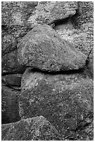 Jumble of boulders, Bear Gulch. Pinnacles National Park, California, USA. (black and white)