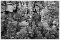 Bear Gulch rocks. Pinnacles National Park, California, USA. (black and white)