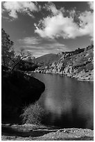 Winter, Bear Gulch Reservoir. Pinnacles National Park, California, USA. (black and white)