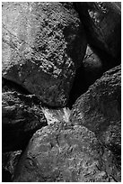 Boulders in Balconies Cave. Pinnacles National Park, California, USA. (black and white)