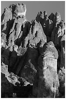 High Peaks towers, late afternoon. Pinnacles National Park, California, USA. (black and white)
