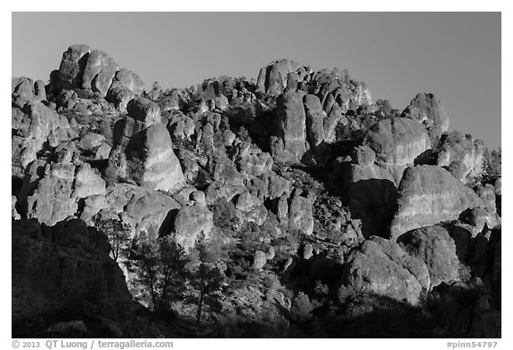 High Peaks pinnacles, late afternoon. Pinnacles National Park (black and white)
