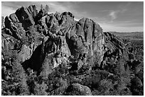 Cliffs and pinnacles. Pinnacles National Park, California, USA. (black and white)