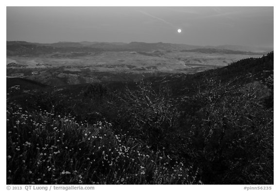Moonrise from North Chalone Peak. Pinnacles National Park, California, USA.