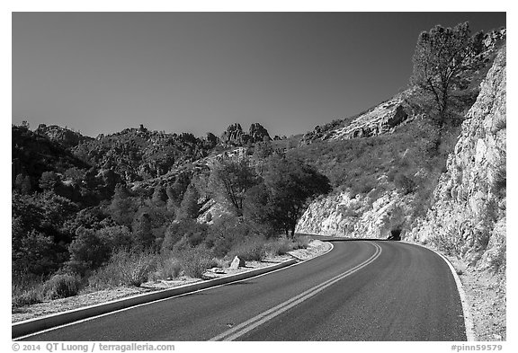 Bear Gulch road. Pinnacles National Park (black and white)
