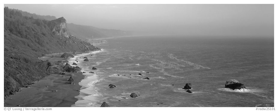 Coastline and bluffs. Redwood National Park (black and white)