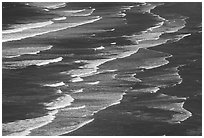 Surf on Crescent Beach, seen from above. Redwood National Park, California, USA. (black and white)
