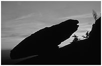 Balanced rock, sunset. Sequoia National Park, California, USA. (black and white)