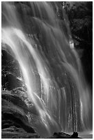 Waterfall near Crystal Cave, Cascade Creek. Sequoia National Park, California, USA. (black and white)