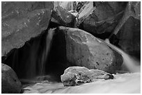 Boulders and cascades, Marble fork of Kaweah River. Sequoia National Park ( black and white)