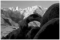 Boulders, Alabama Hills Arch I, Mt Whitney. Sequoia National Park, California, USA. (black and white)
